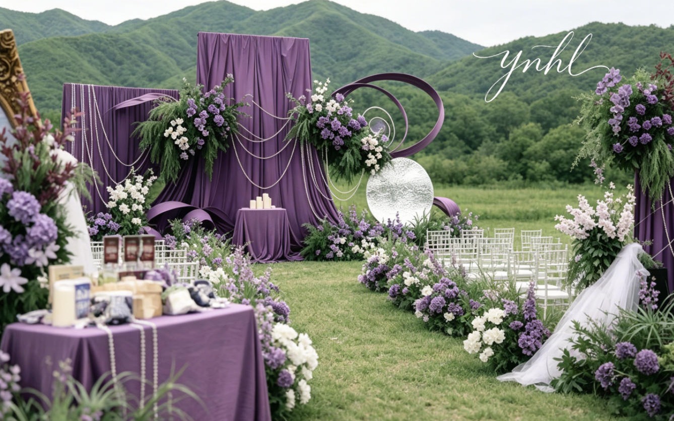 紫调山野  紫色户外草坪婚礼布置