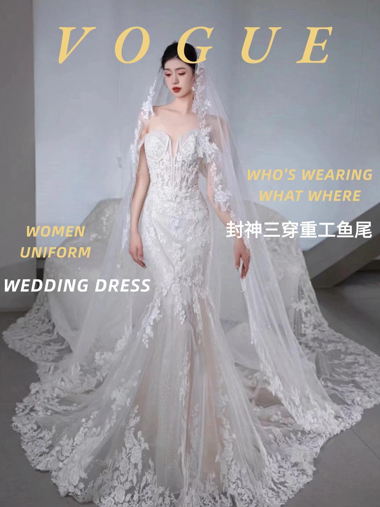 民国大小姐风复古蕾丝婚纱