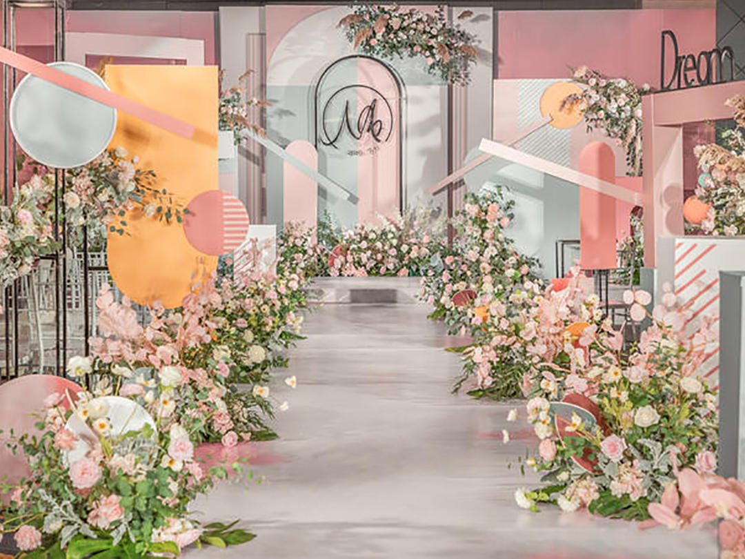 粉色时尚潮流小清新撞色婚礼