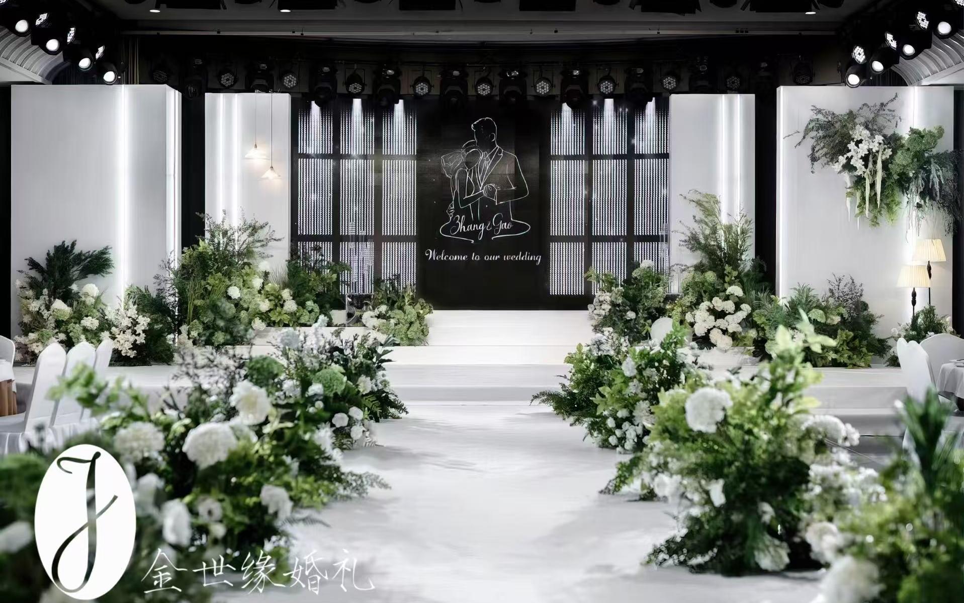 金世緣|白月光治愈白綠色婚禮布置