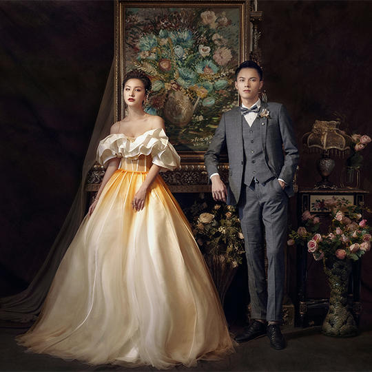 古摄影【Elegant】复古宫廷油画内景婚纱照
