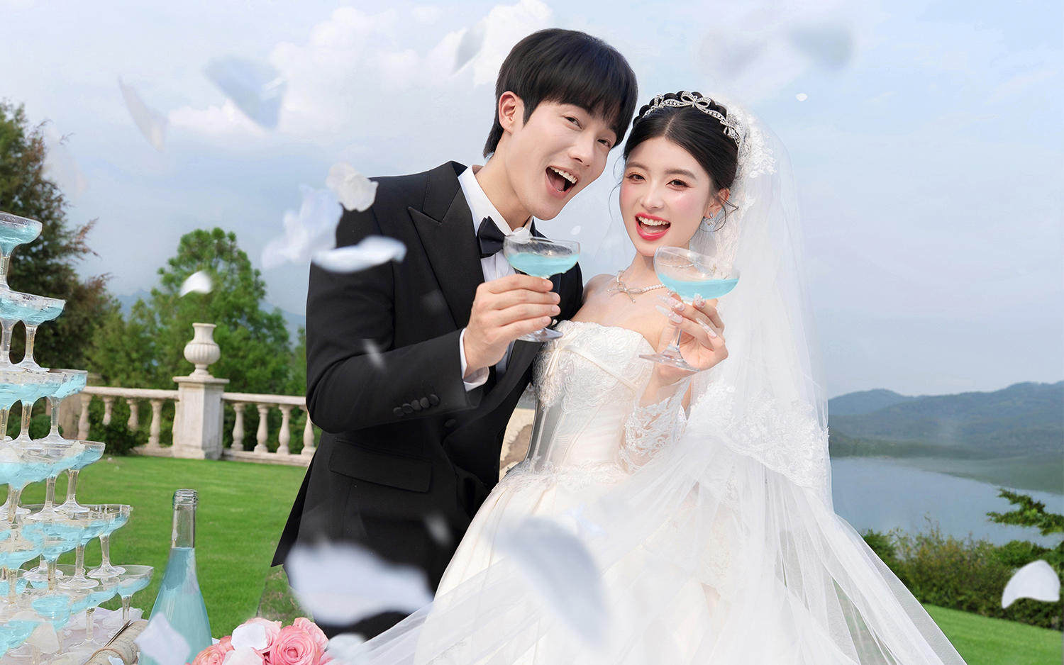 💖幸福婚纱照就是被五彩的光包围着
