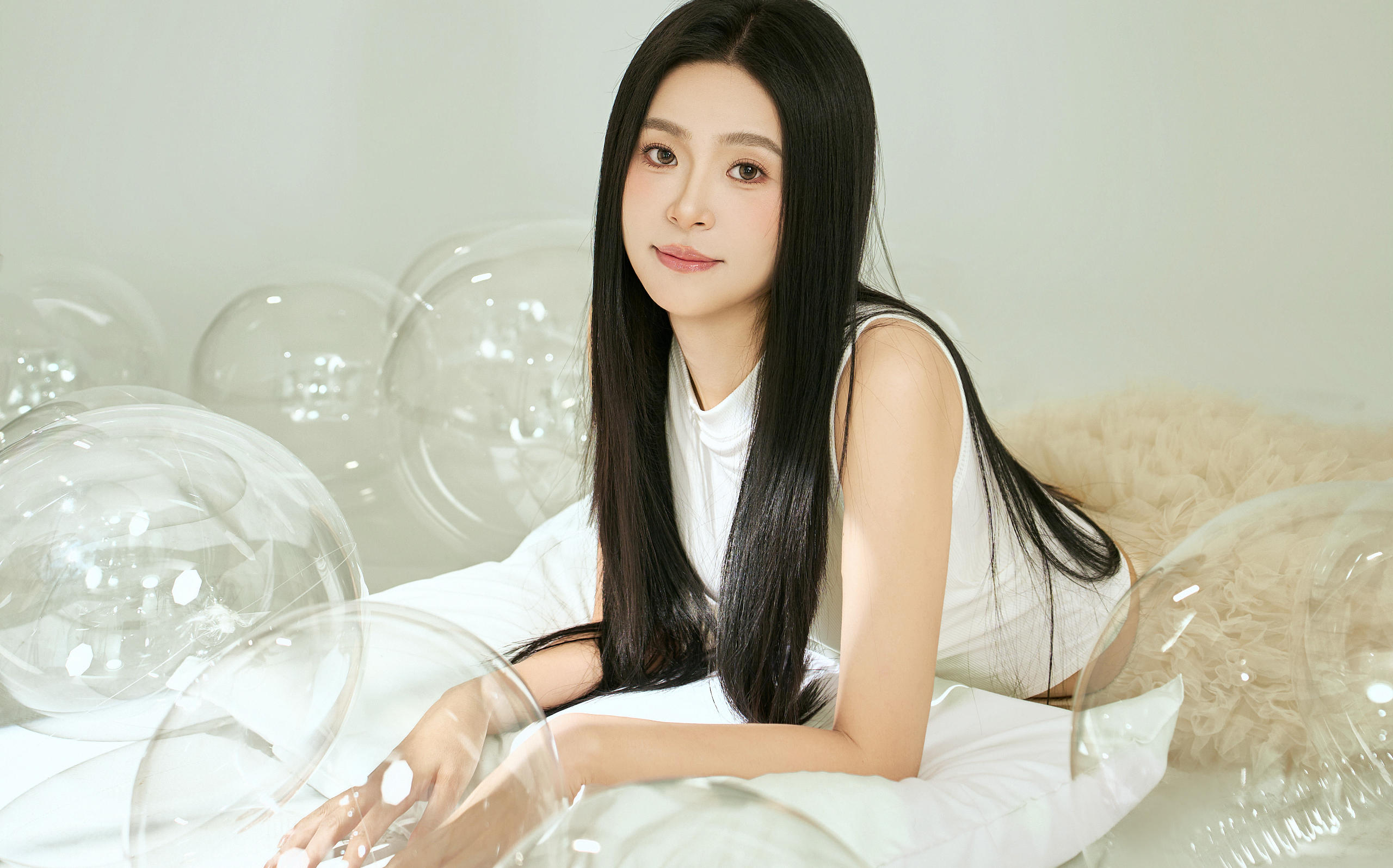透明泡泡气球写真-韩系少女