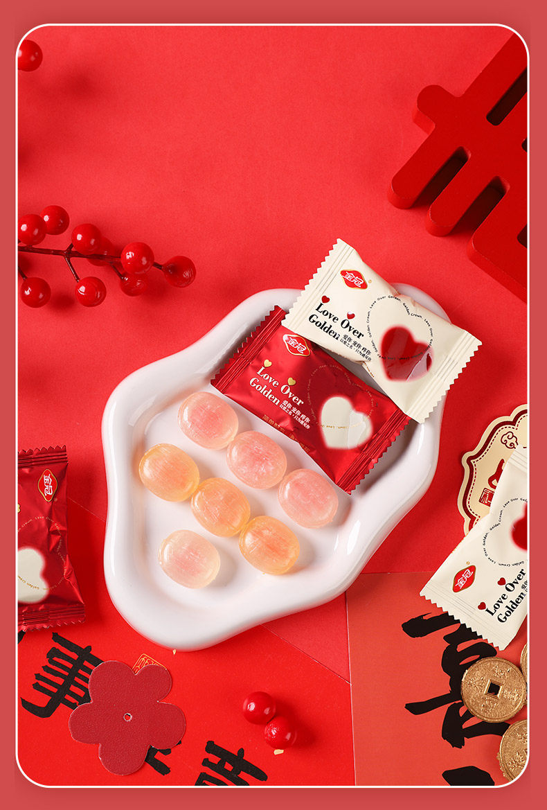 金冠枕式爱心水果味硬糖  喜糖散装