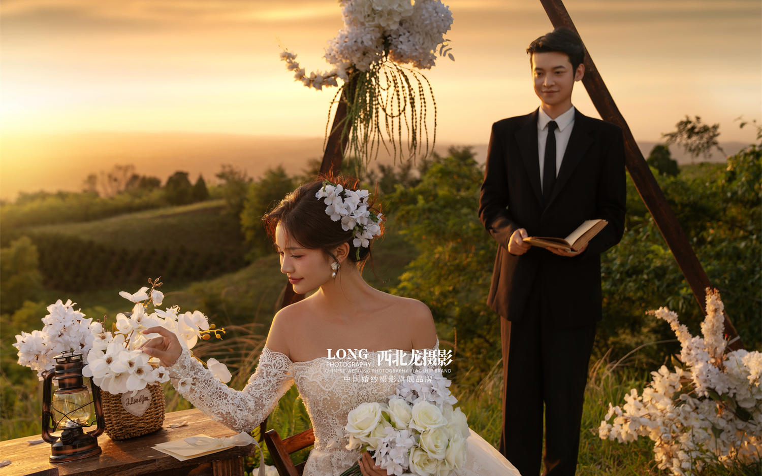 超浪漫的夕阳目的地婚礼婚纱照✨氛围感拉满！！