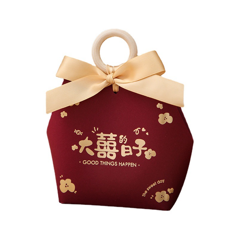 50个欧式喜糖盒木环手提盒