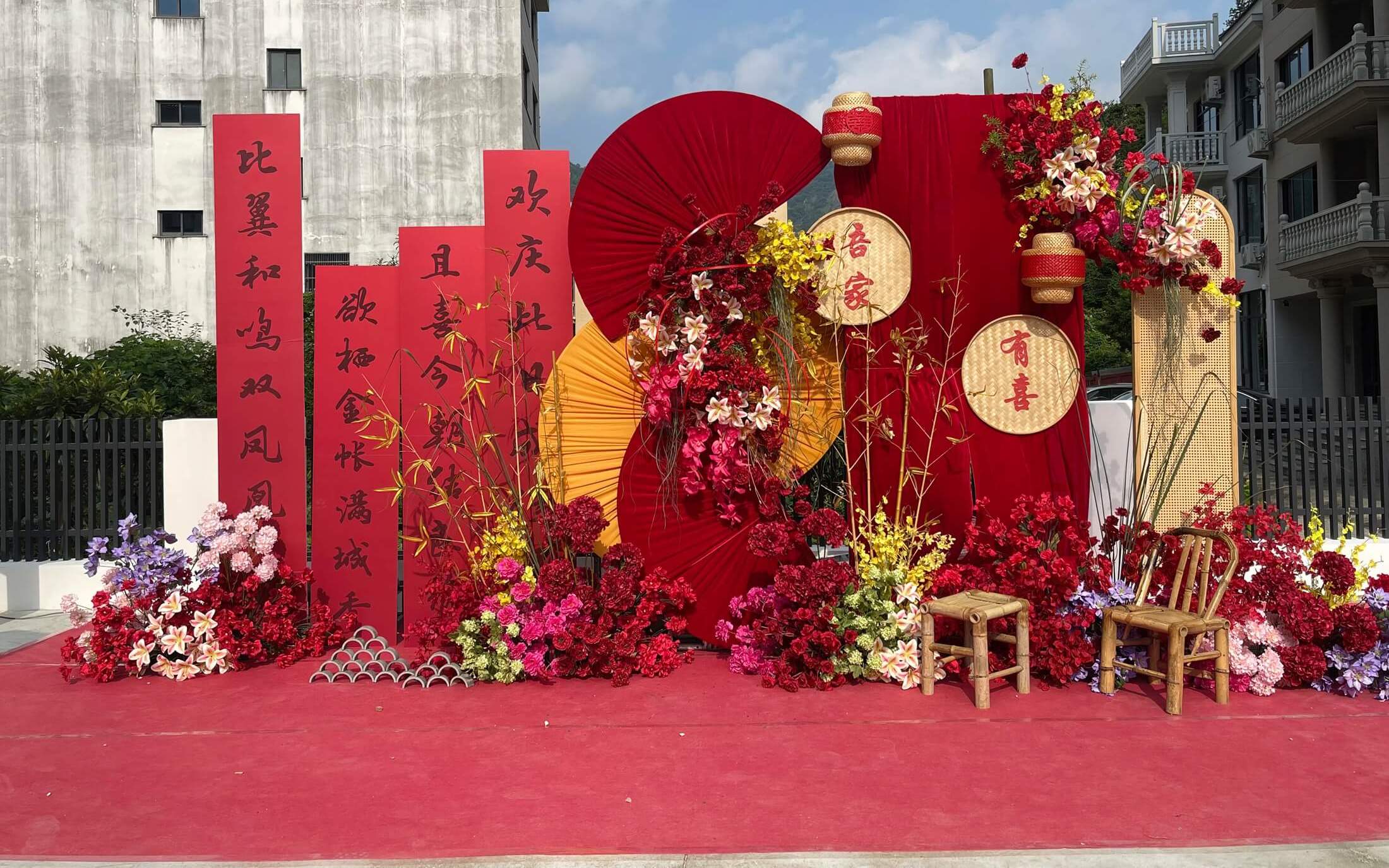 【美卡婚礼】户外庭院—红色南洋风新中式别墅婚礼