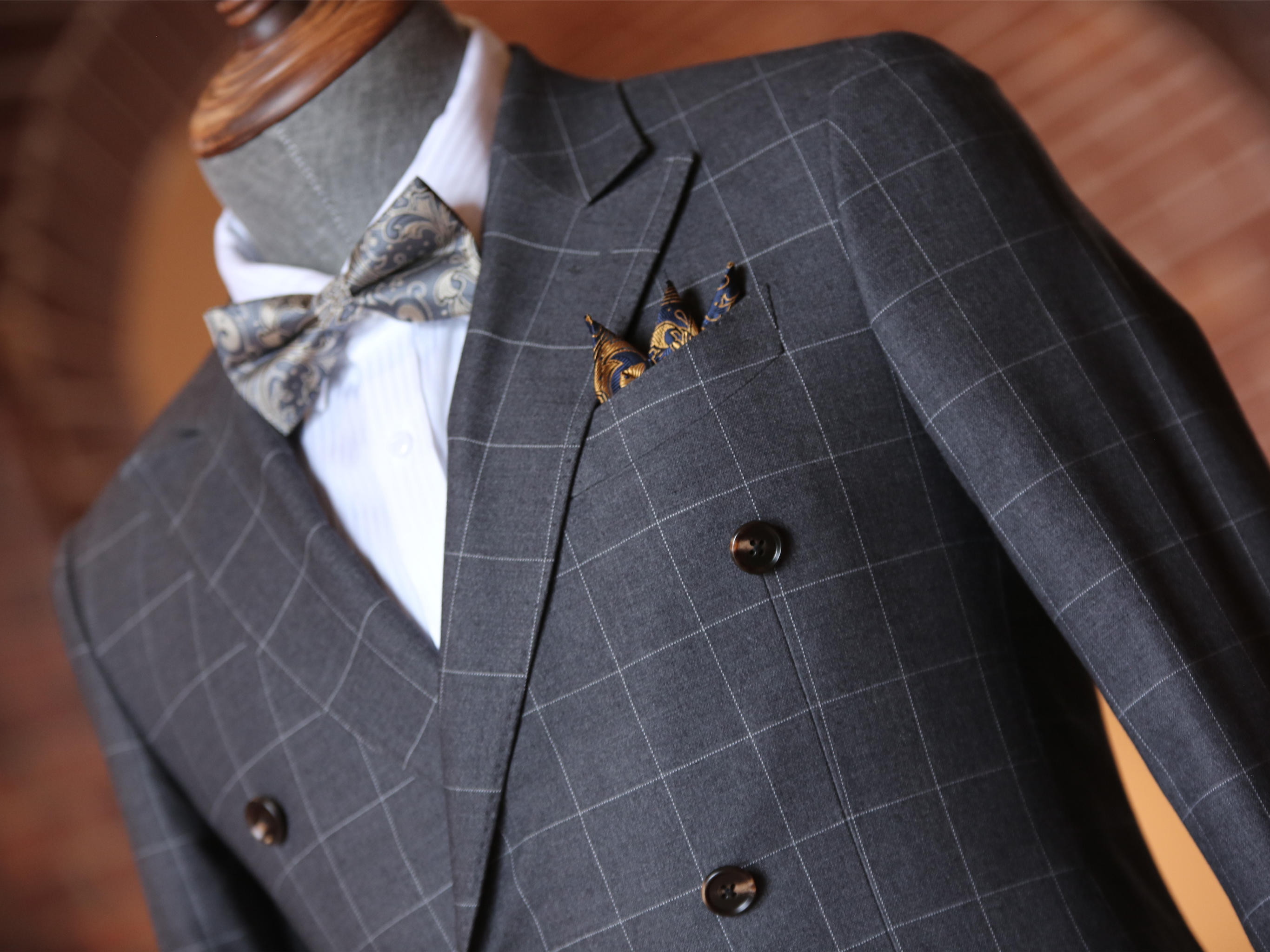 【超值10件套】灰色双排扣格纹套系