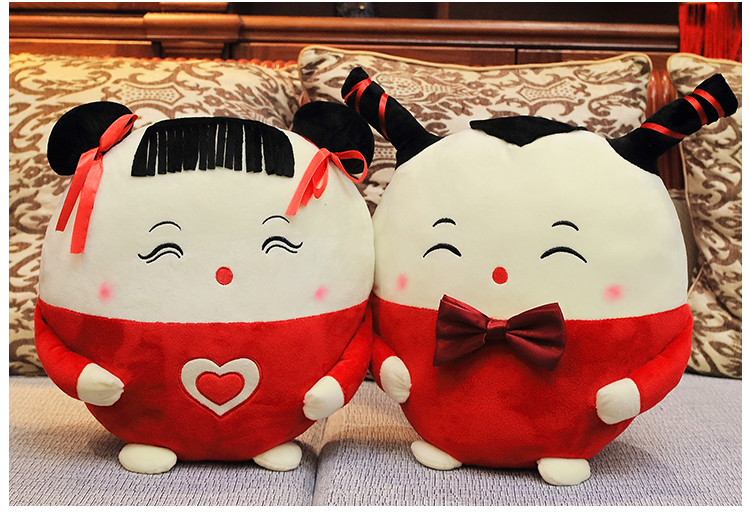 婚庆压床娃娃一对领结款陪嫁婚房布置