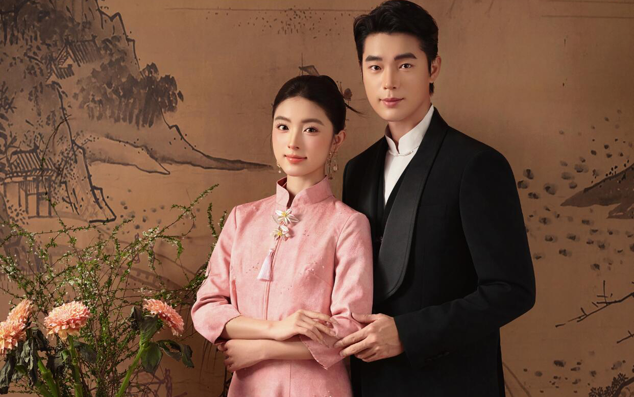 柔粉旗袍遇水墨丹青｜高級溫婉的新中式婚照