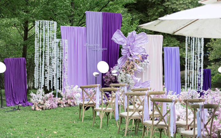 渐变紫纱  解锁法式浪漫草坪婚礼