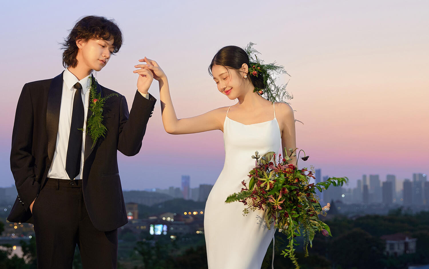 韩式森系落日余晖婚纱照