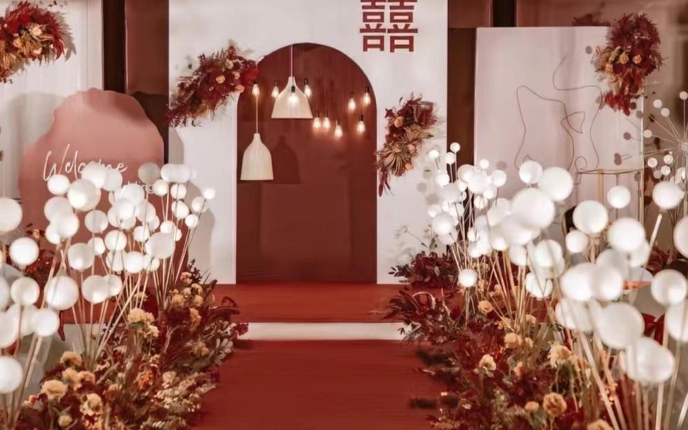 小预算简约风酒红色系喜庆婚礼