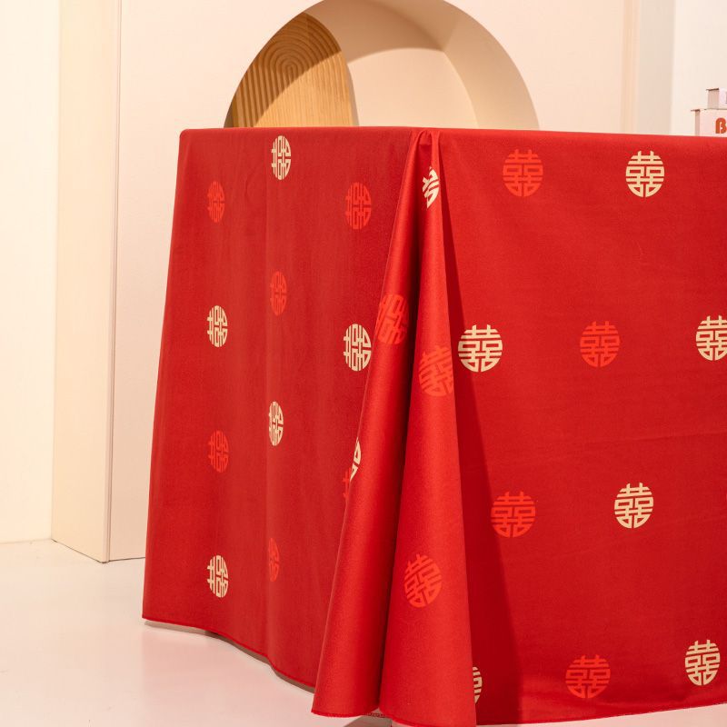 多尺寸 桌布结婚红布餐桌茶几长方形台布盖布婚庆
