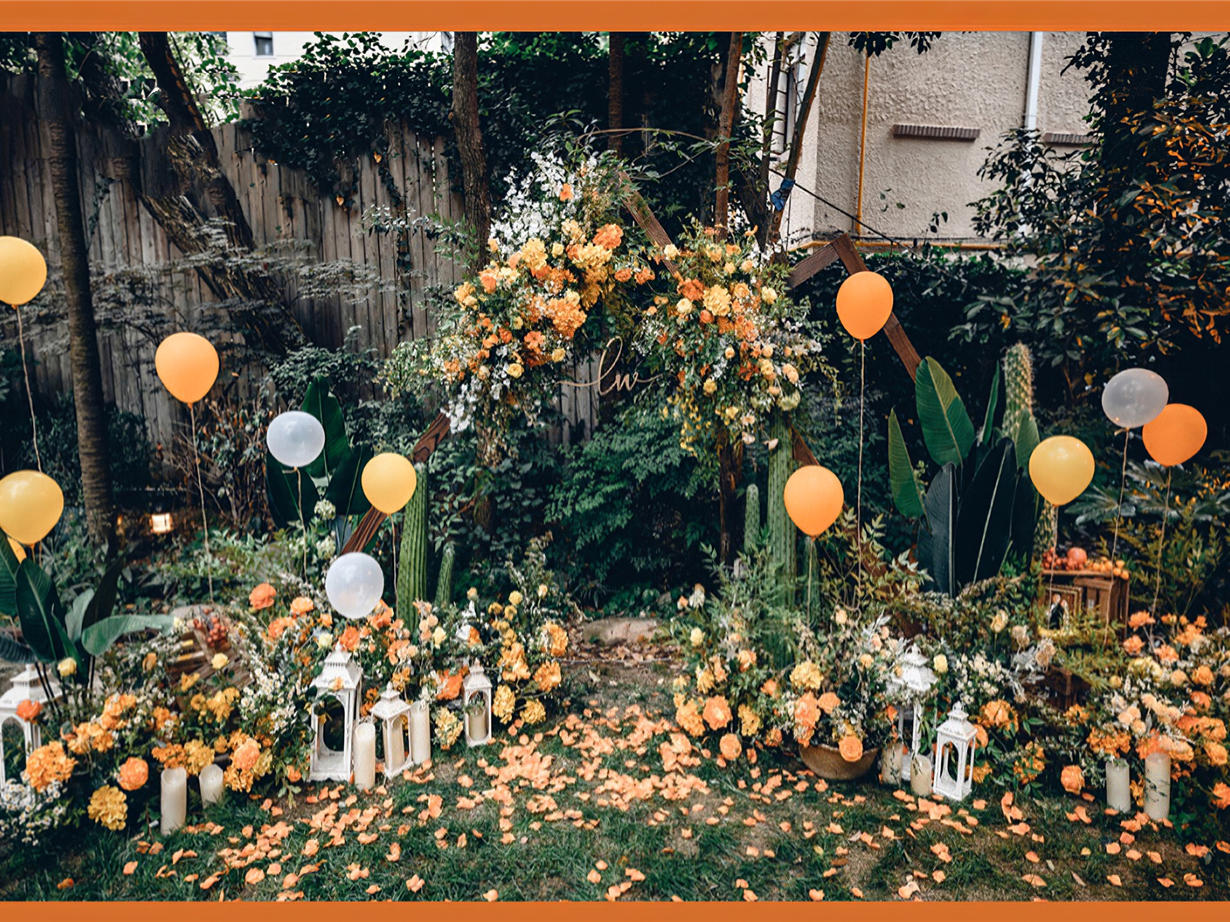 【梦园婚礼】小区空地 复古橙色婚礼