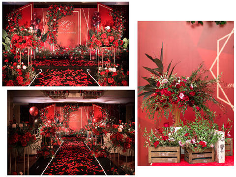 经典红色主题系婚礼：全包套餐·四大·花车装饰
