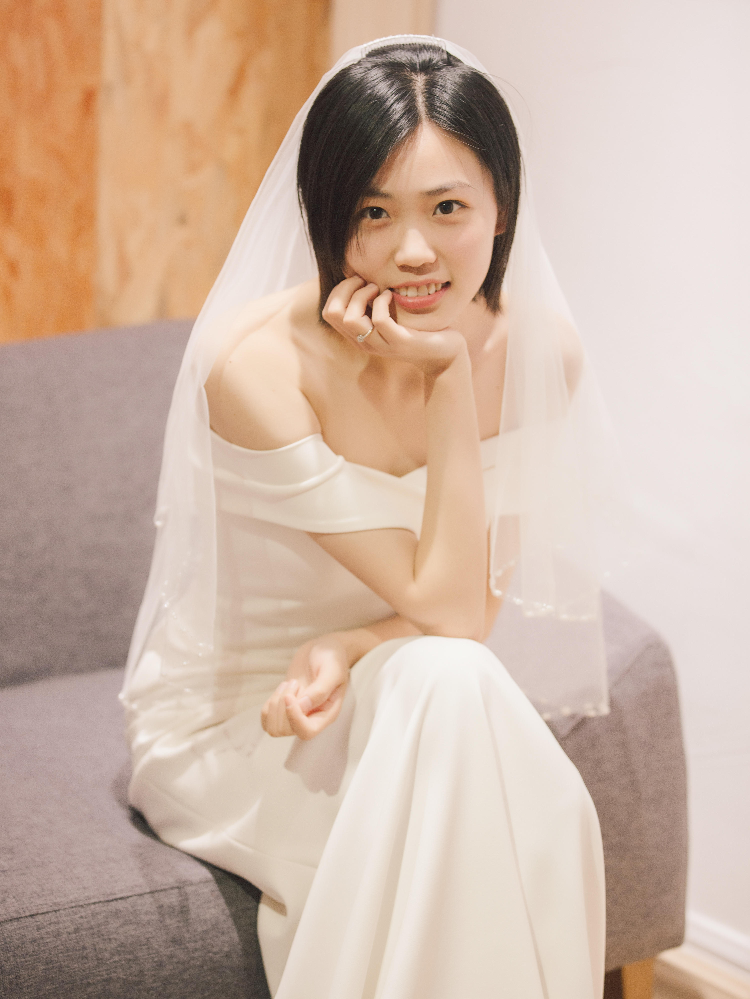 小众婚纱品牌气质鱼尾迎宾纱户外婚