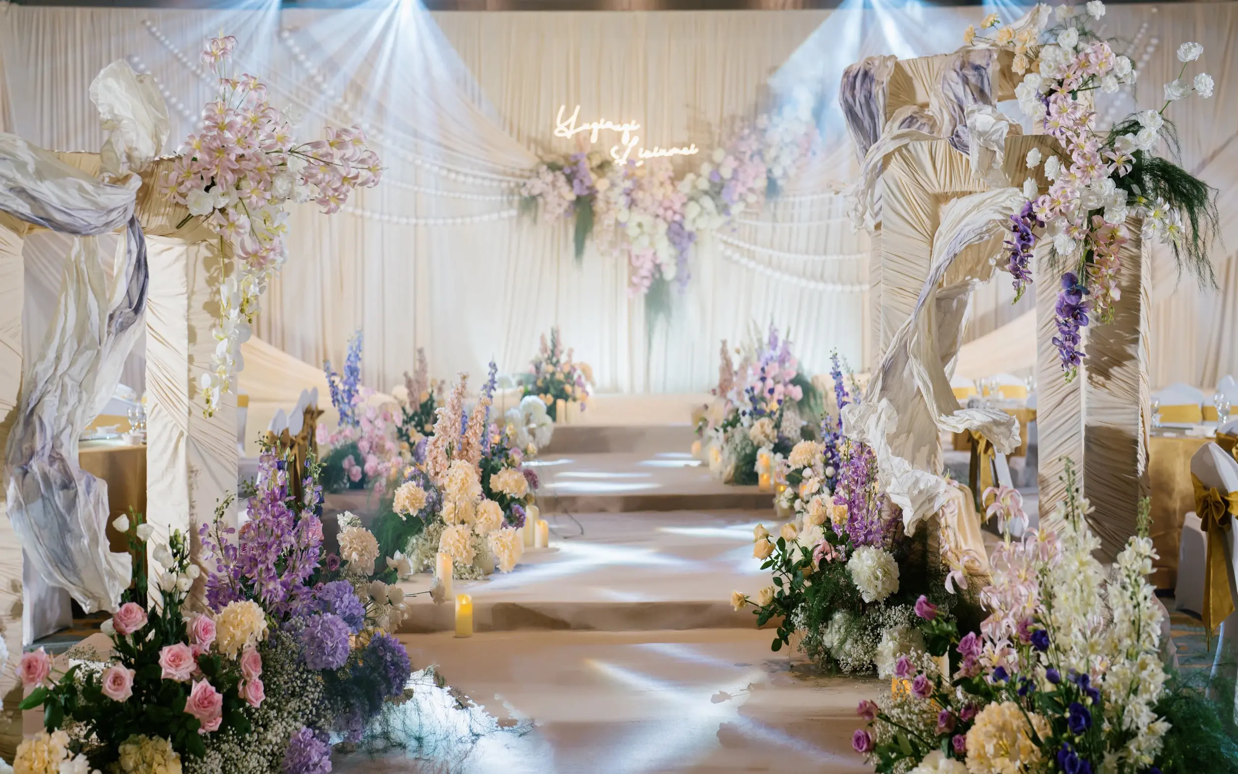 小清新粉紫色韓式布縵婚禮