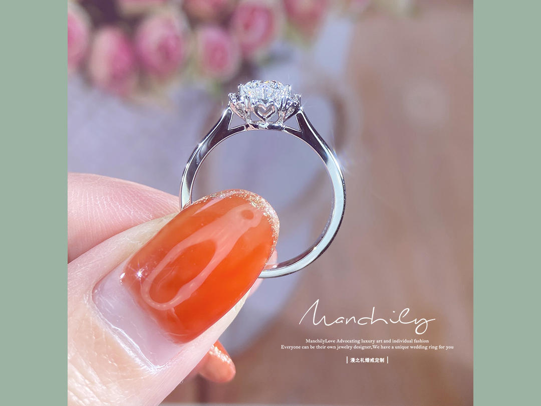 灵动 | 双倍显大车花片18k金求婚结婚钻戒