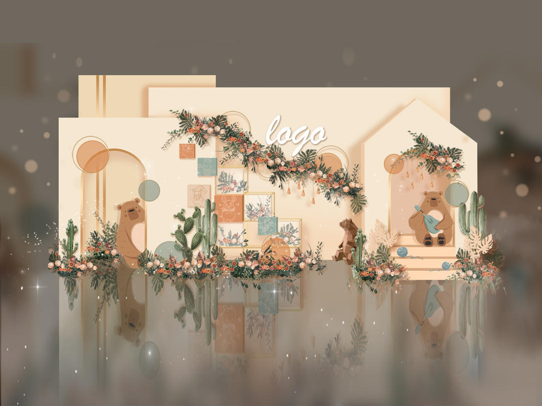 室内/室外户外草坪/莫兰迪婚礼留影区布置