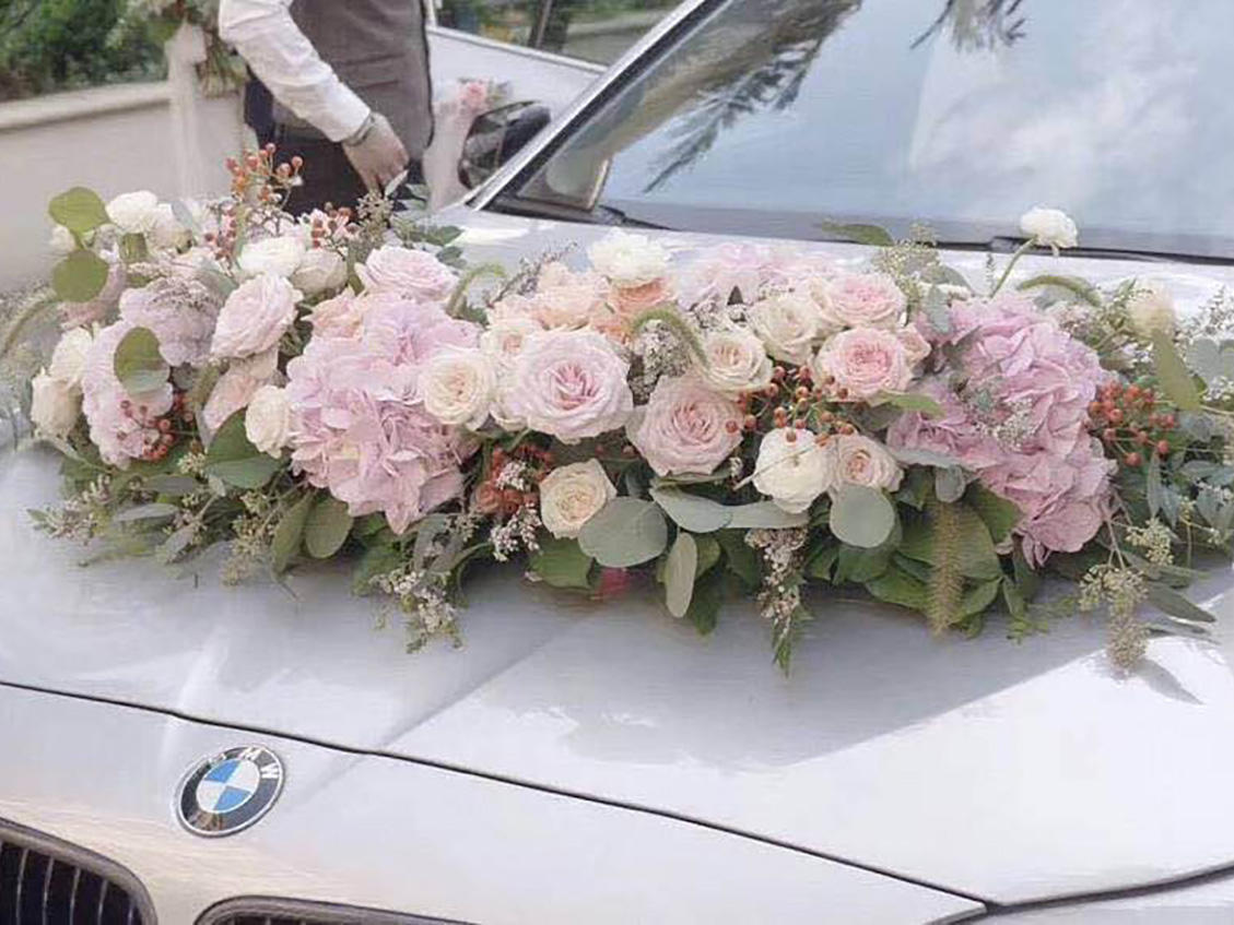 安花艺生活馆一字型婚车鲜花装饰套餐