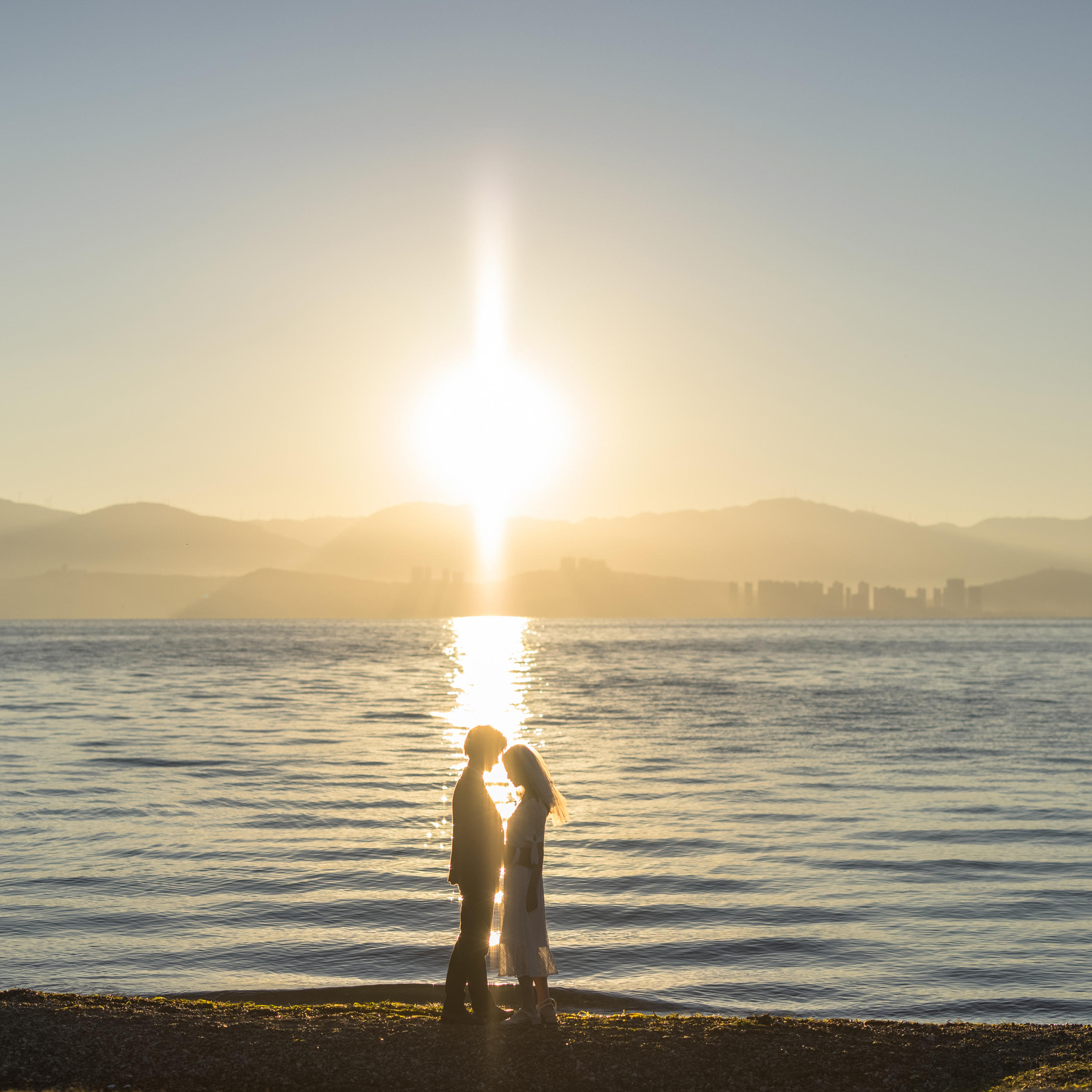浪漫海景 夕阳婚纱照 温柔纯净