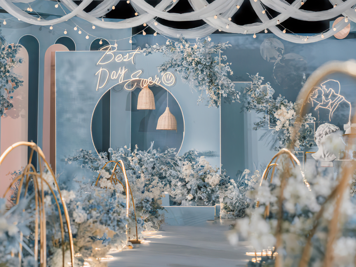 莫兰迪蓝色系#倾城伊人全新婚礼设计