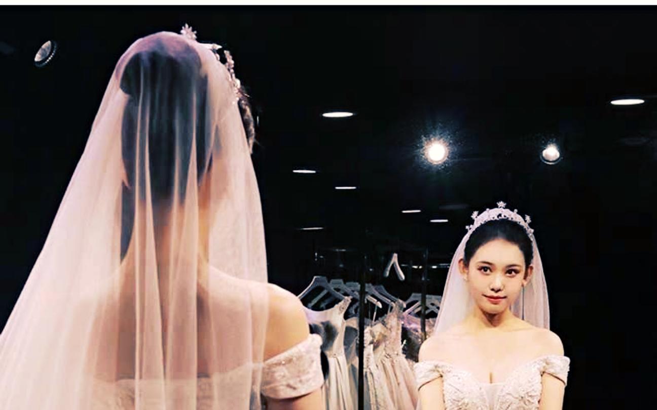 韩版公主梦幻拖尾显瘦系新娘简约