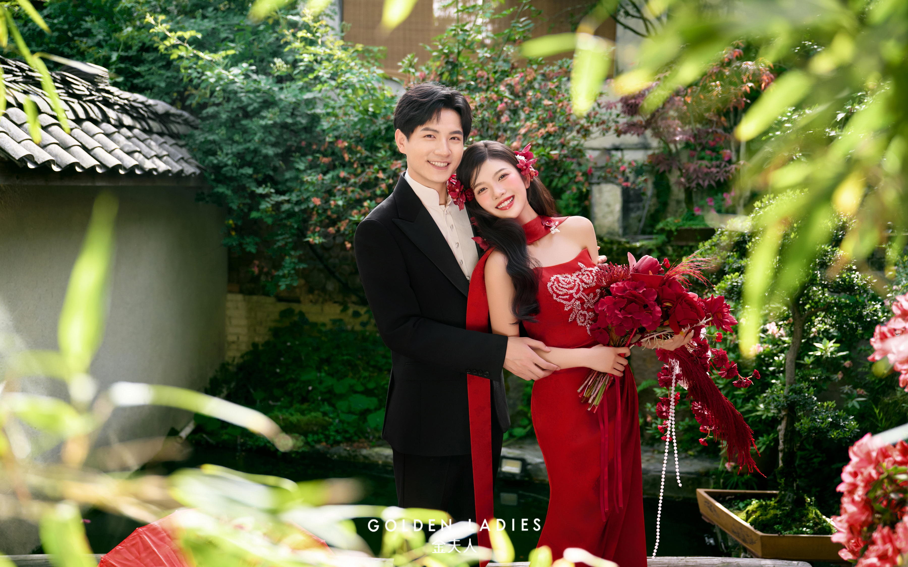 中式园林风婚纱照