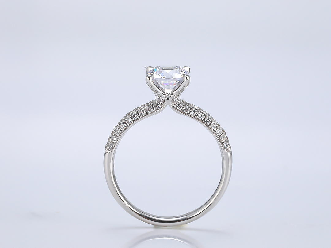  新款推荐 国潮系列红妆爪头满镶复古华丽求婚钻戒