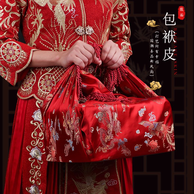 結(jié)婚包袱皮刺繡紅包裹女方陪嫁妝婚禮用品紅包袱