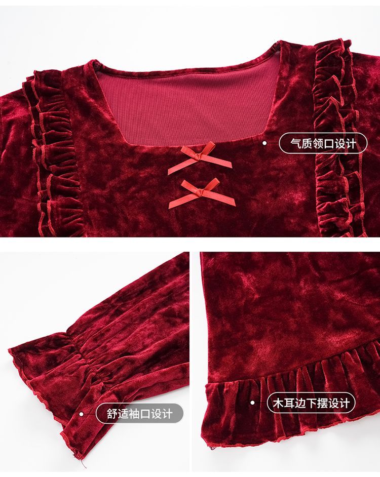 秋冬季钻石金丝绒加厚情侣睡衣