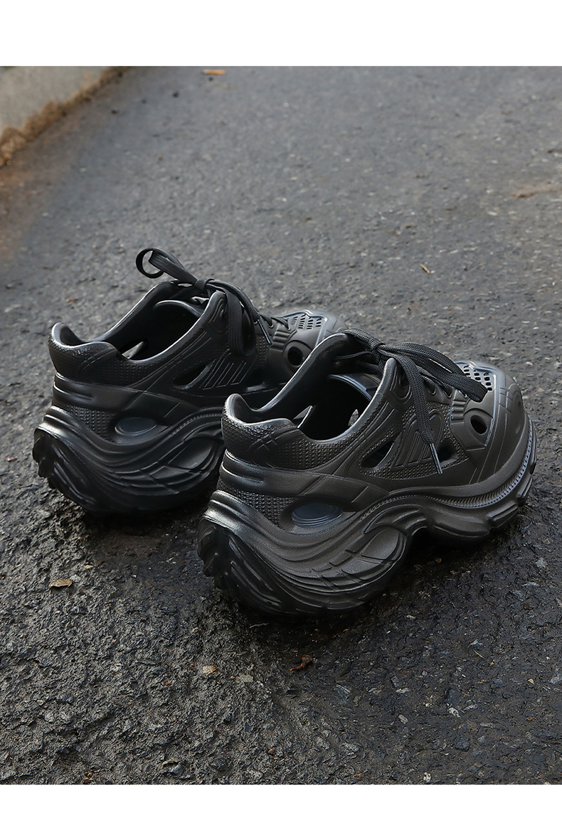 婚禮久穿不累腳 男女同款防滑踩屎感透氣加厚底軟底防滑洞洞鞋