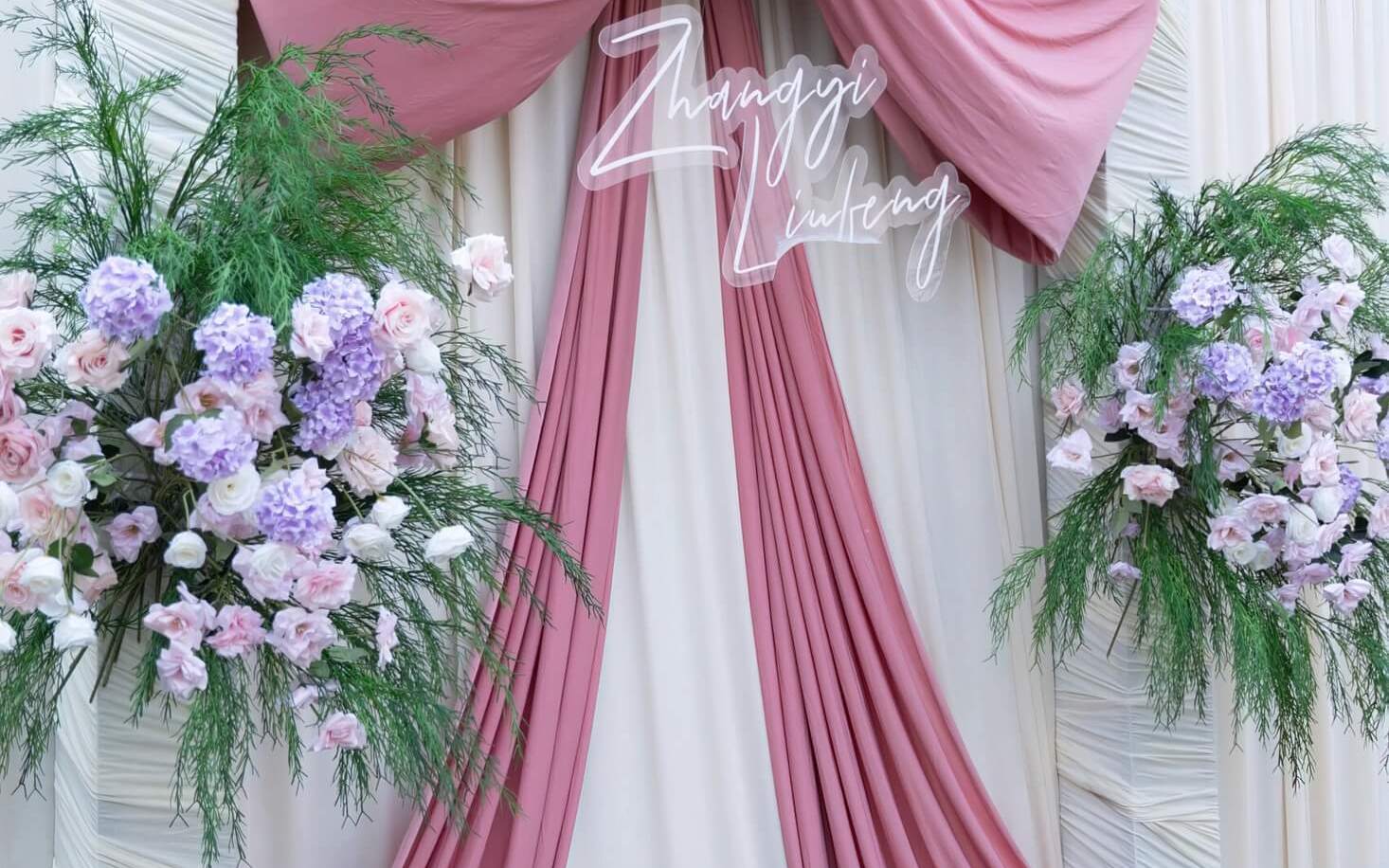 【緣夢閣】農(nóng)村庭院白粉色蝴蝶結(jié)布幔婚禮