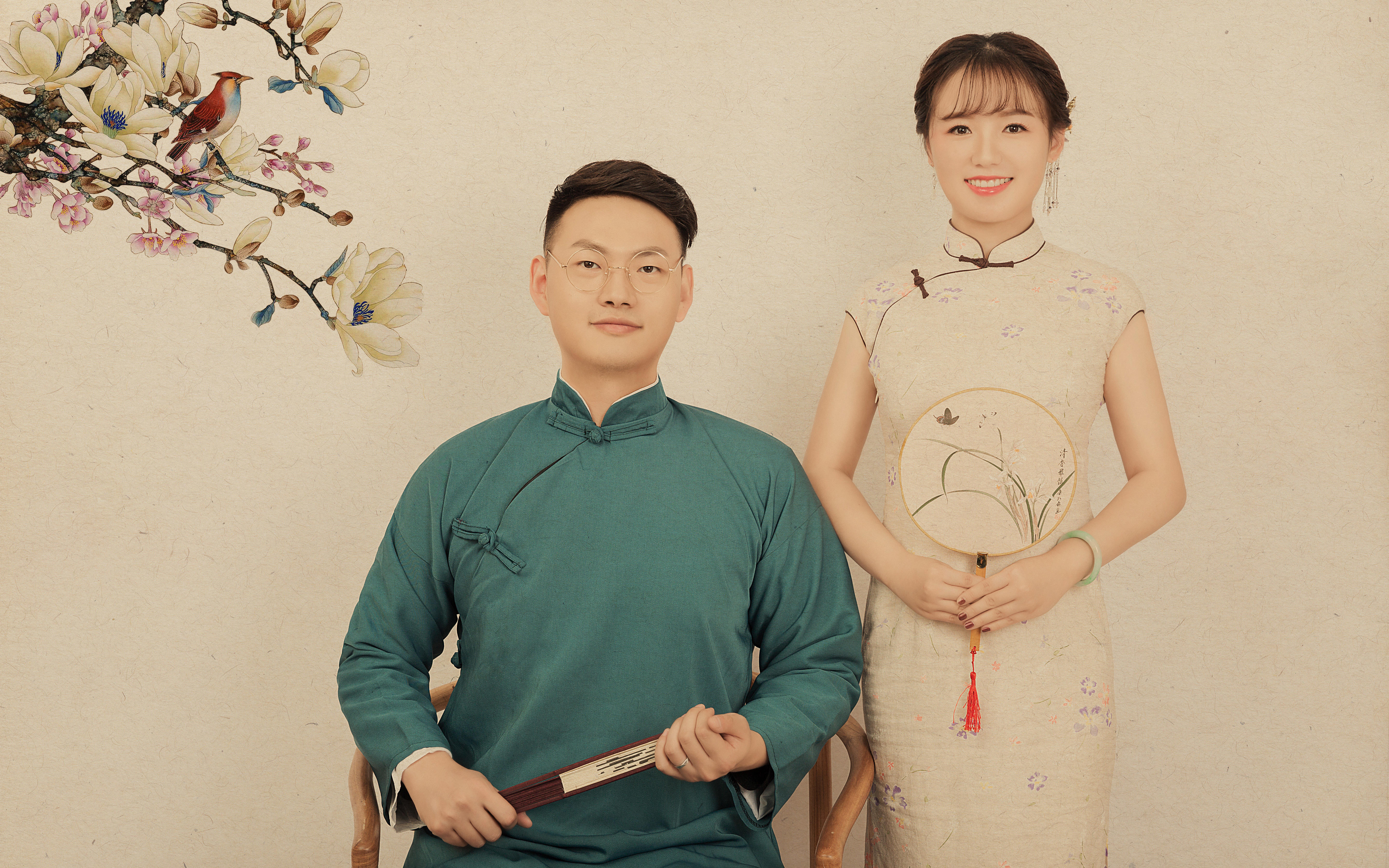 白蜗牛  中国风工笔画写真  汉服 旗袍 古装