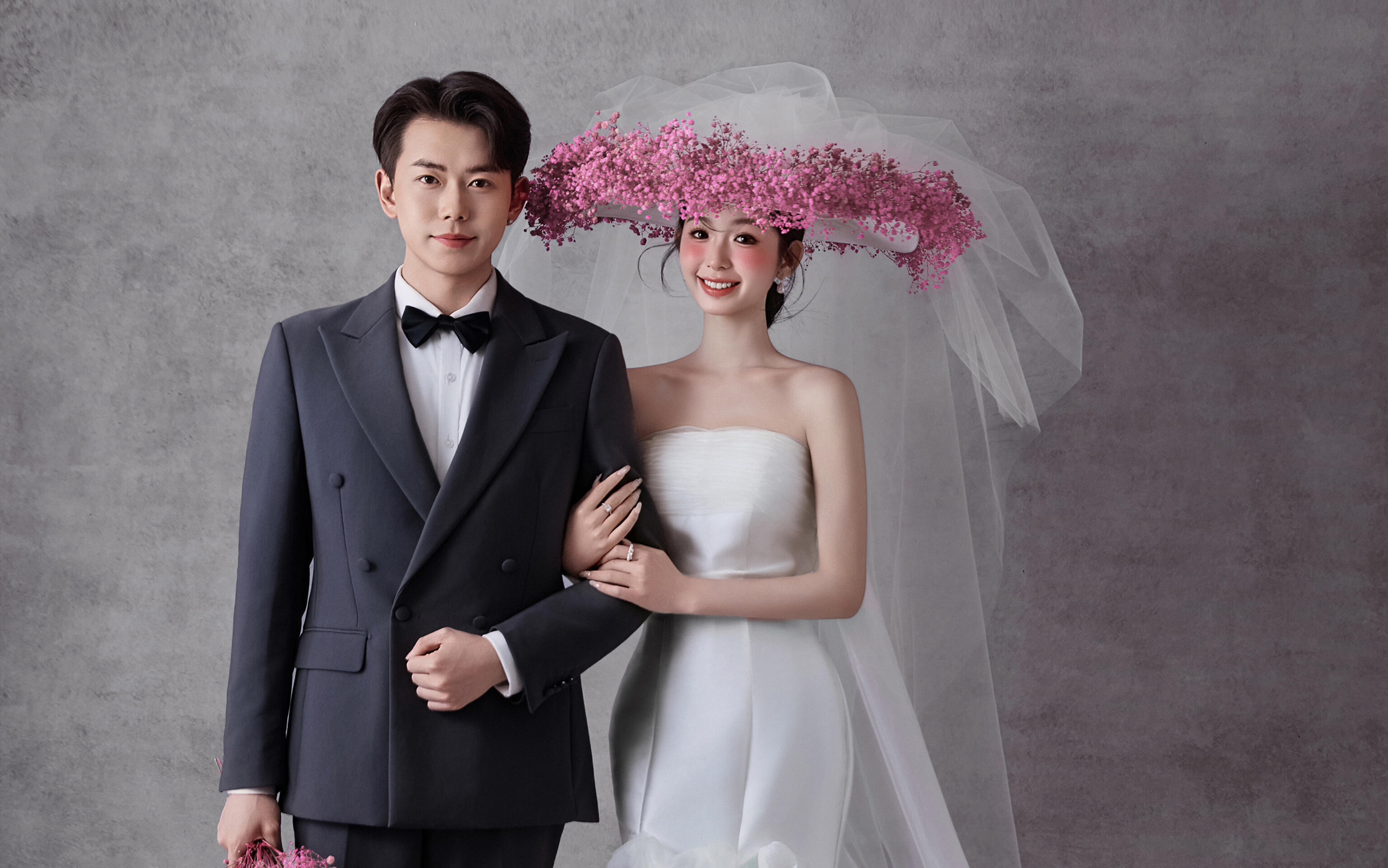 把鲜花戴在头上｜超浪漫的法式婚纱照