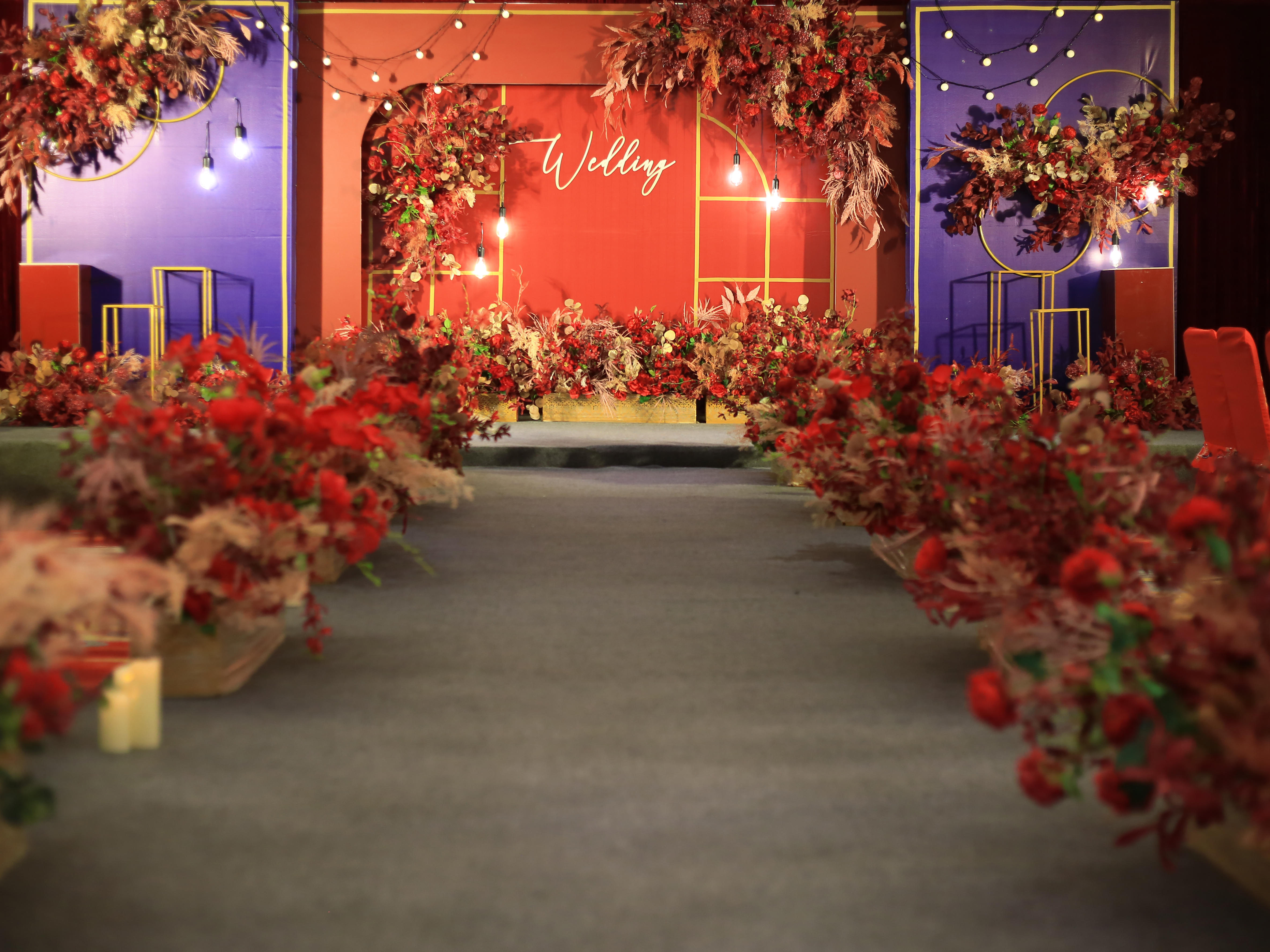 【金叶婚礼】红色 蓝色撞色 复古 大气 婚礼