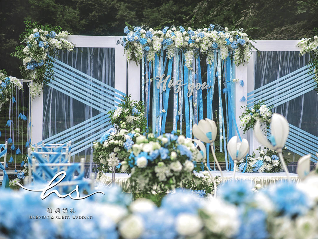 《Hug you》白蓝色小清新草坪婚礼