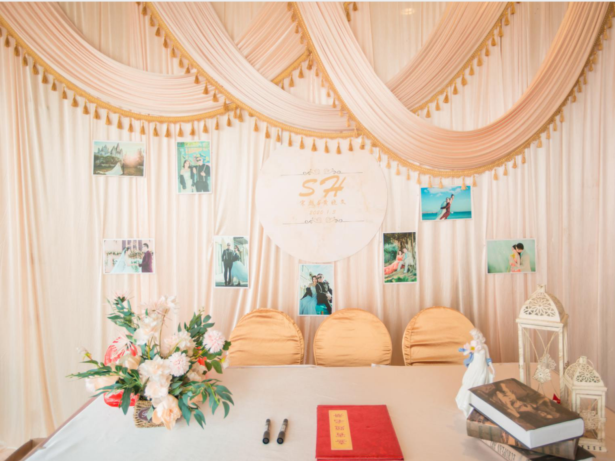 禧度婚礼/香槟色小型简约唯美婚礼布置+两大金刚