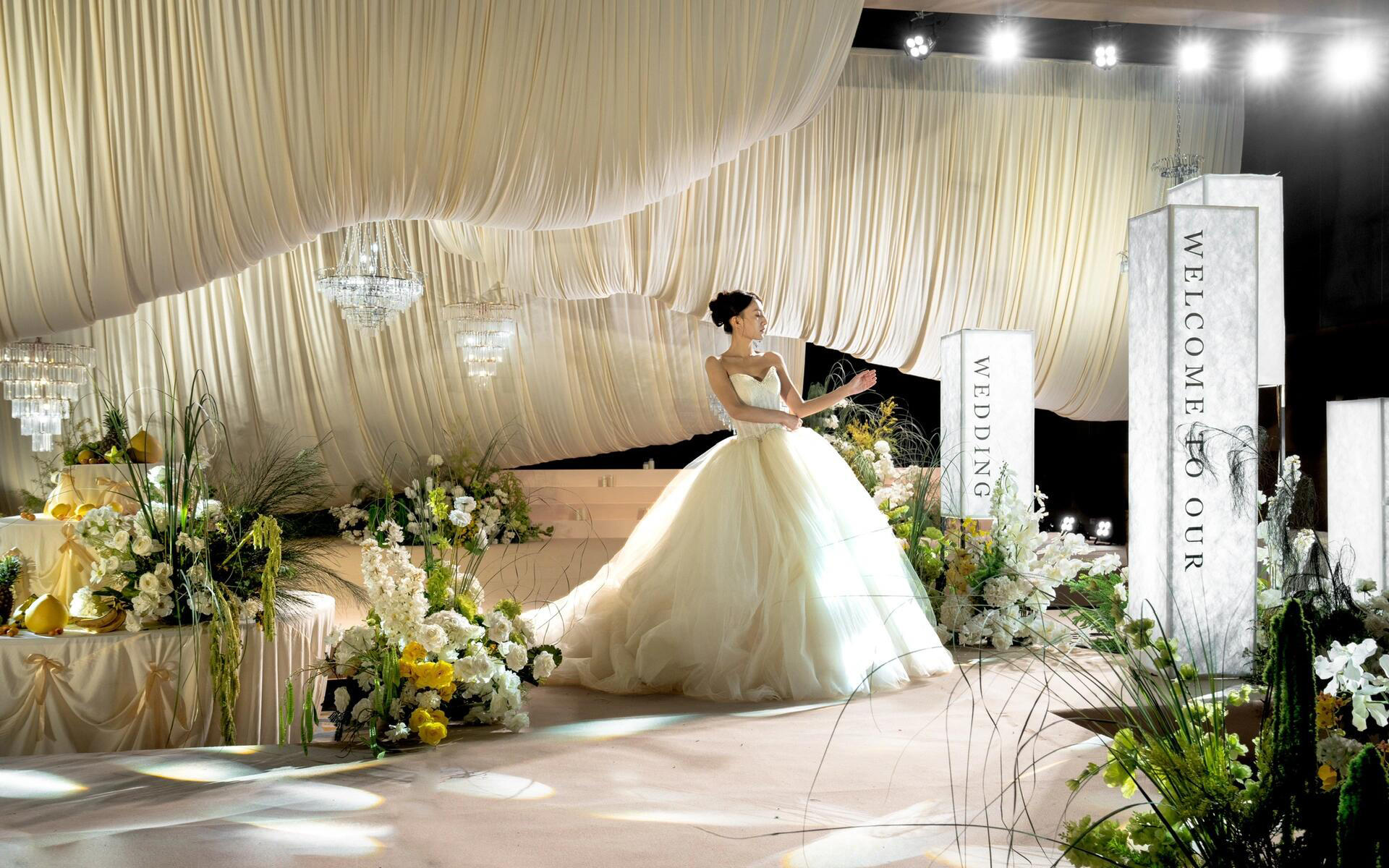 出片的香檳色布藝婚禮