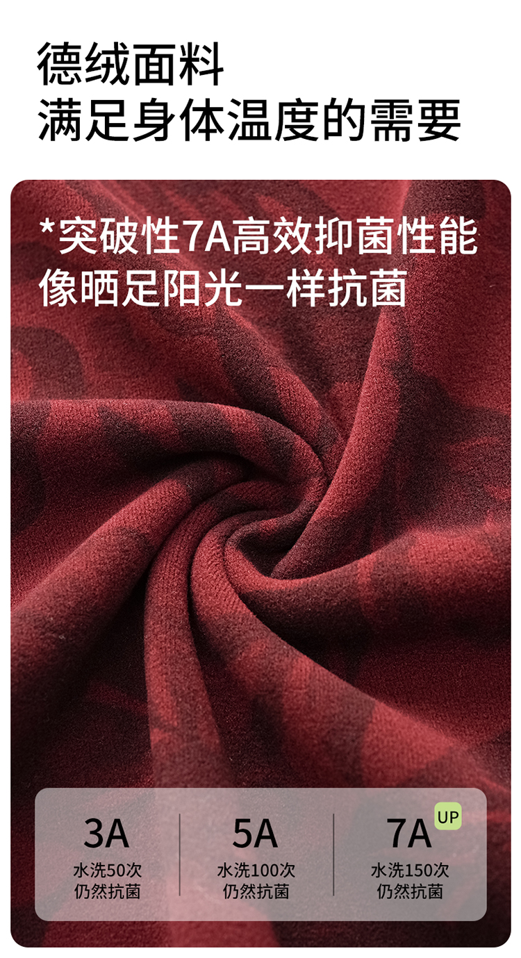 爱心提花长袖酒红德绒情侣睡衣