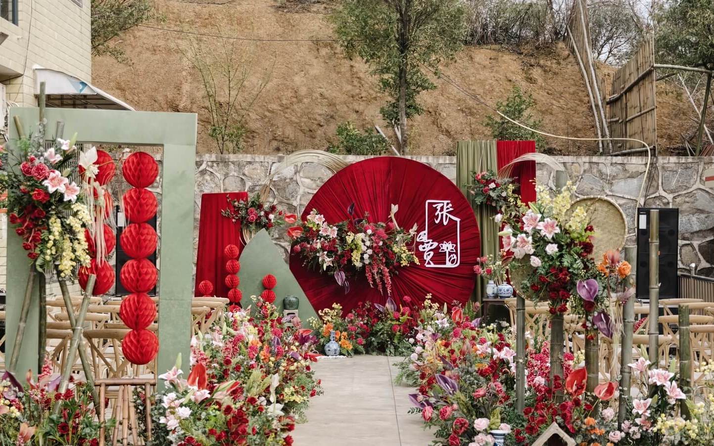 【紅妝】紅綠撞色新中式庭院婚禮