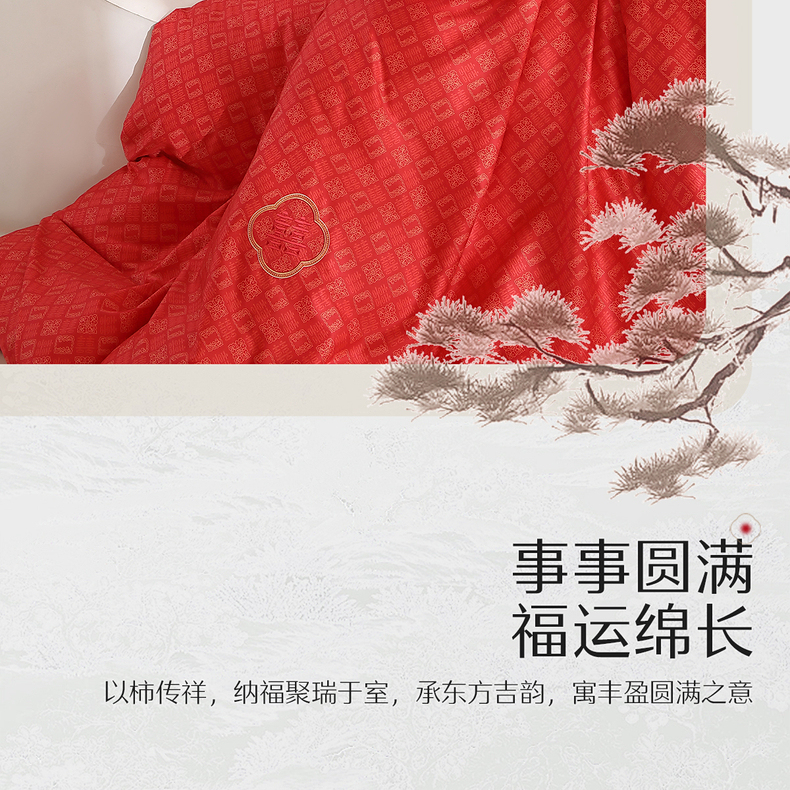 水星家紡  60支長(zhǎng)絨棉四件套  喜柿連連AY5DGQ04