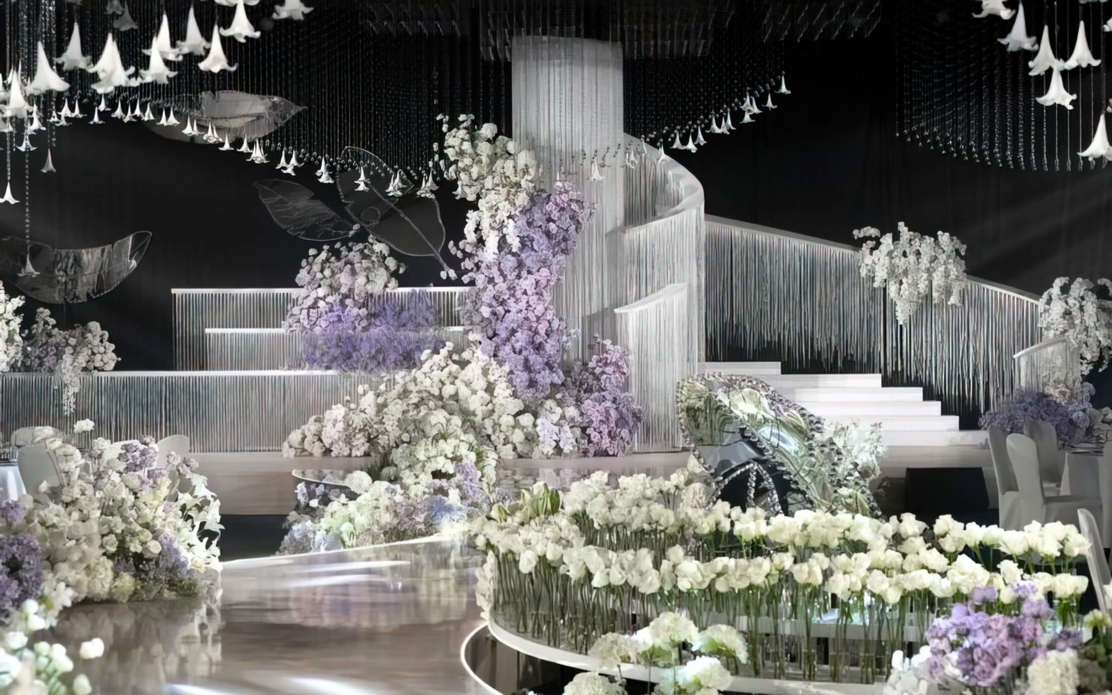 【凤凰精致婚礼】『白紫色线帘花墙高级感婚礼』