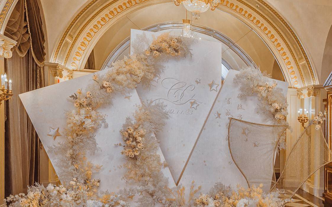 【香槟白】梦幻香槟色白色金色婚礼网红爆款风格