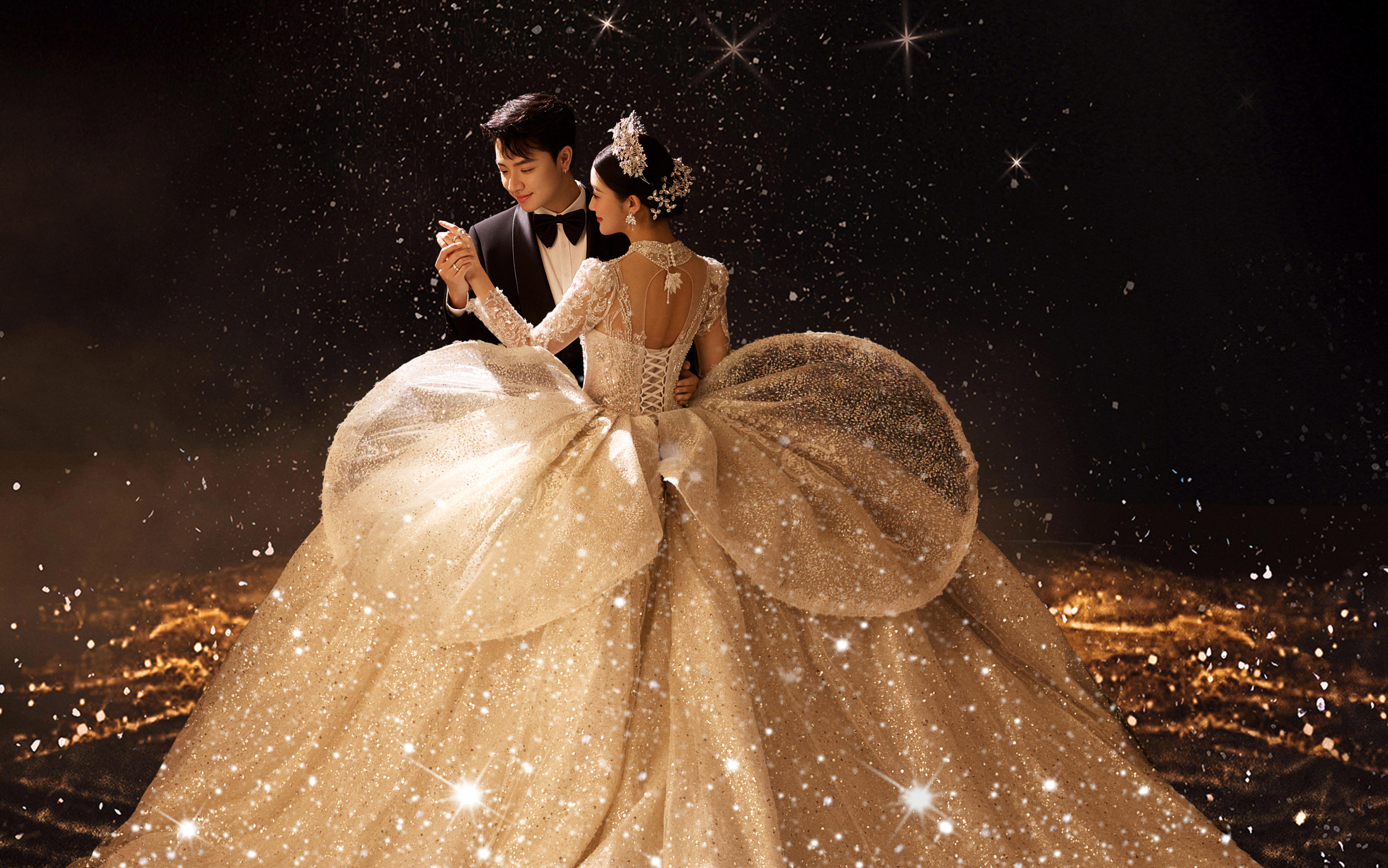 沦陷在黑金光影里的公主仪式感婚纱照✨