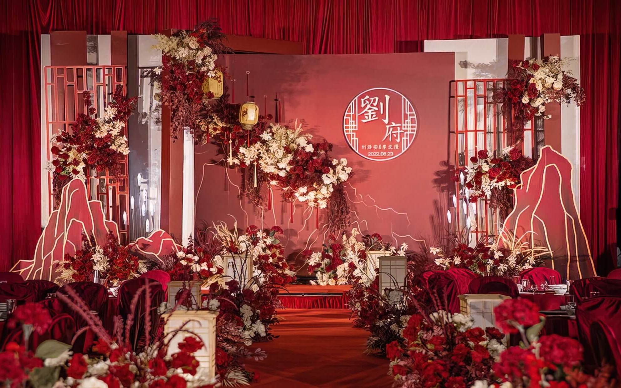 「薇薇新娘」室内主题婚礼一新款红色新中式婚礼