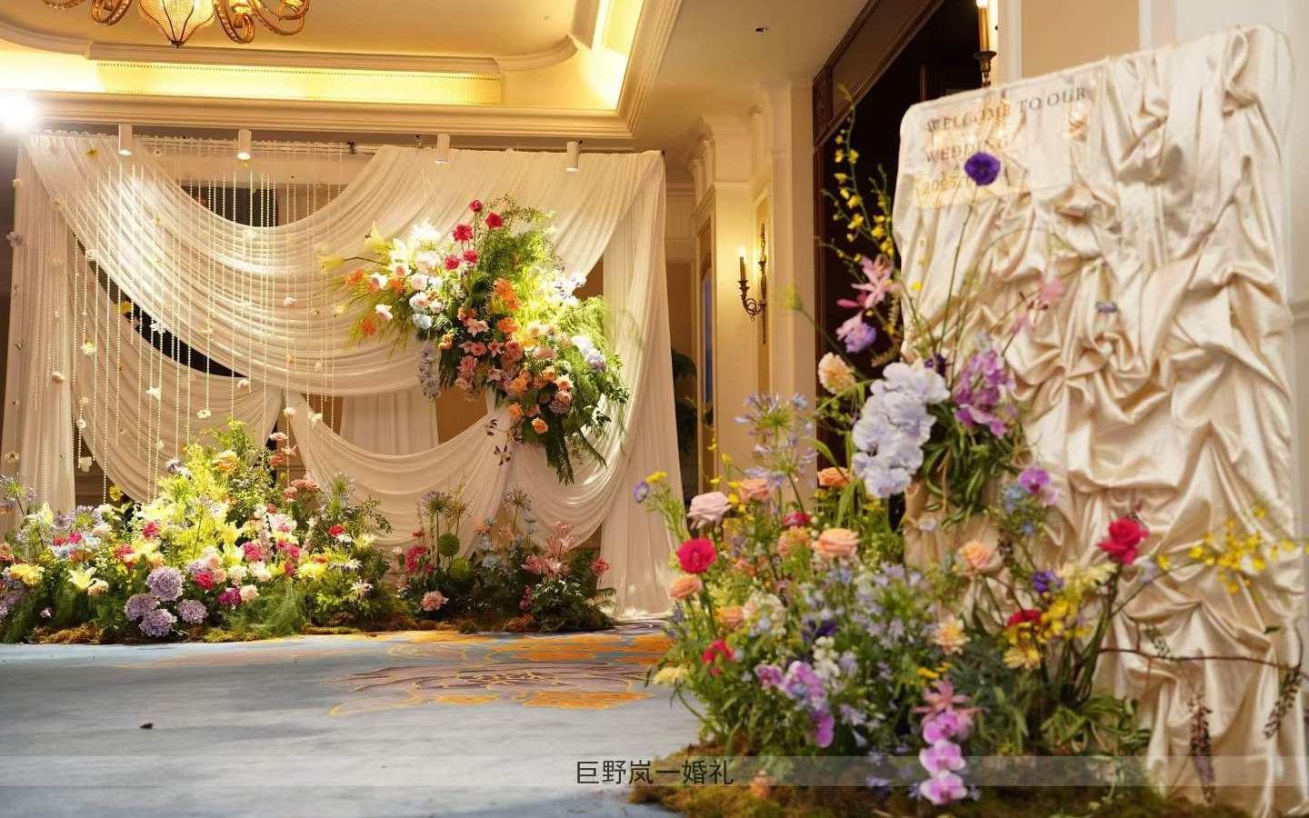 轻森系花园风韩系布幔珠帘婚礼