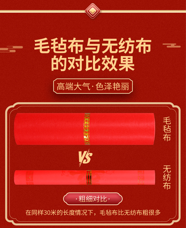 【加厚毛毡红毯】毛毡布结婚红地毯婚庆红毯