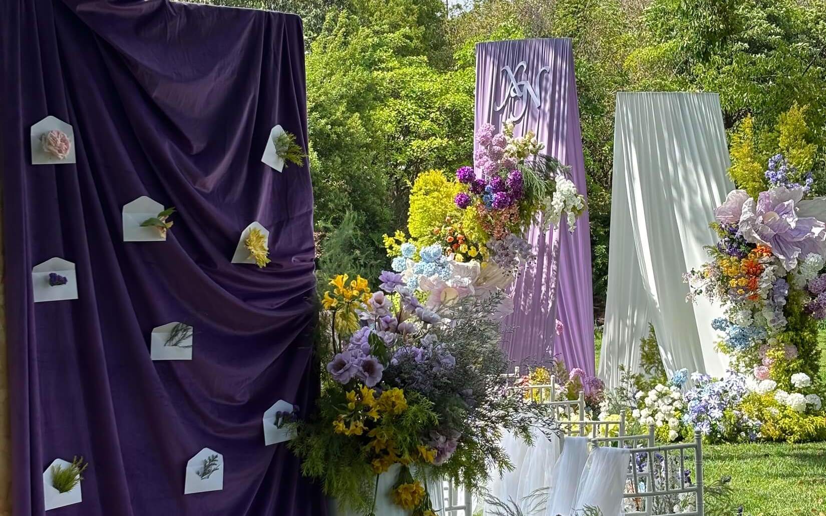 【花嫁喜悦荟】白紫布幔草坪婚礼